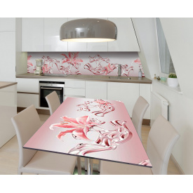 Наклейка 3Д виниловая на стол Zatarga «Расплавленная лилия» 650х1200 мм для домов, квартир, столов, кофейн,