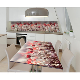 Наклейка 3Д виниловая на стол Zatarga «Потухший мак» 600х1200 мм для домов, квартир, столов, кофейн, кафе