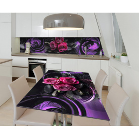 Наклейка 3Д виниловая на стол Zatarga «Пурпурные вихри» 600х1200 мм для домов, квартир, столов, кофейн, кафе