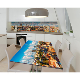 Наклейка 3Д виниловая на стол Zatarga «Облака над городом» 600х1200 мм для домов, квартир, столов, кофейн,