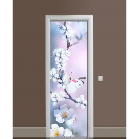 Наклейка на дверь Zatarga «Гостьи вишнёвого дерева» 650х2000 мм виниловая 3Д наклейка декор самоклеящаяся
