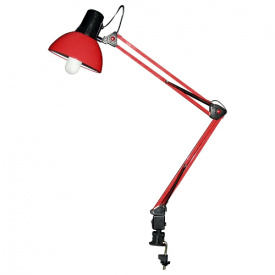 Настольная лампа в современном стиле на струбцине Brille 40W MTL-07 Красный
