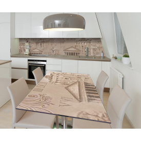 Наклейка 3Д вінілова на стіл Zatarga «Римські цифри» 600х1200 мм для будинків, квартир, столів, кав'ярень, кафе