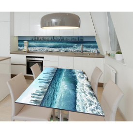 Наклейка 3Д виниловая на стол Zatarga «Привет, Нью-Йорк!» 600х1200 мм для домов, квартир, столов, кофейн, кафе