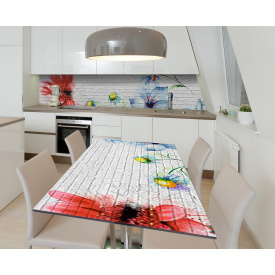 Наклейка 3Д виниловая на стол Zatarga «Цветочный граффити» 650х1200 мм для домов, квартир, столов, кофейн,
