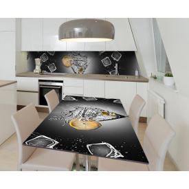 Наклейка 3Д вінілова на стіл Zatarga «Мартіні з льодом» 650х1200 мм для будинків, квартир, столів, кав'ярень.