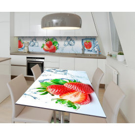 Наклейка 3Д вінілова на стіл Zatarga «Полуниця, що тане» 600х1200 мм для будинків, квартир, столів, кав'ярень, кафе