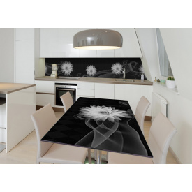 Наклейка 3Д вінілова на стіл Zatarga «Похмурий жоржин» 600х1200 мм для будинків, квартир, столів, кав'ярень, кафе