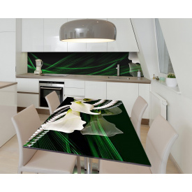 Наклейка 3Д вінілова на стіл Zatarga «Хвіст павича» 600х1200 мм для будинків, квартир, столів, кав'ярень, кафе