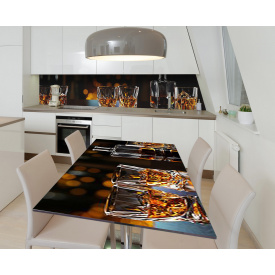 Наклейка 3Д виниловая на стол Zatarga «Виски со льдом» 650х1200 мм для домов, квартир, столов, кофейн, кафе