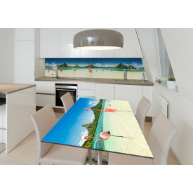 Наклейка 3Д вінілова на стіл Zatarga «Рожевий фламінго» 650х1200 мм для будинків, квартир, столів, кав'ярень
