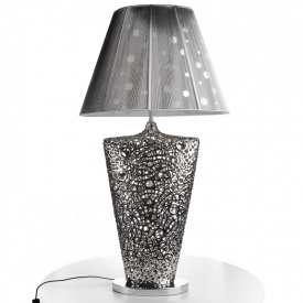 Настольная лампа в современном стиле с абажуром Brille 60W TL-137 Хром