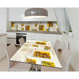 Наклейка 3Д вінілова на стіл Zatarga «Оливки в маринаді» 600х1200 мм для будинків, квартир, столів, кав'ярень, кафе