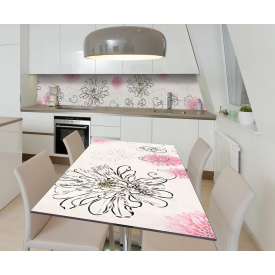 Наклейка 3Д вінілова на стіл Zatarga «Ідеальні хризантеми» 650х1200 мм для будинків, квартир, столів, кав'ярень,