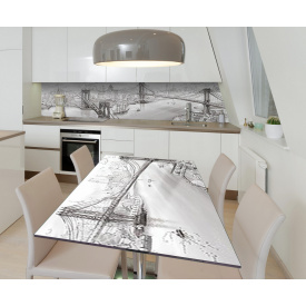Наклейка 3Д виниловая на стол Zatarga «Подвесные мосты» 650х1200 мм для домов, квартир, столов, кофейн, кафе