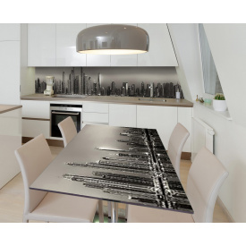 Наклейка 3Д виниловая на стол Zatarga «Серебрянные небоскрёбы» 600х1200 мм для домов, квартир, столов, кофейн,