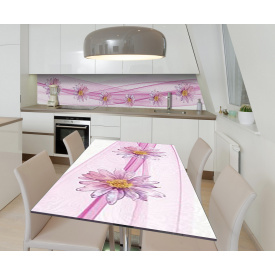Наклейка 3Д виниловая на стол Zatarga «Цветочный танец» 650х1200 мм для домов, квартир, столов, кофейн, кафе