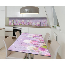 Наклейка 3Д виниловая на стол Zatarga «Лиловая картина» 650х1200 мм для домов, квартир, столов, кофейн, кафе