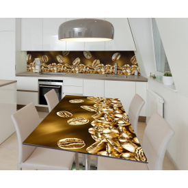 Наклейка 3Д виниловая на стол Zatarga «Шик золотого зерна» 600х1200 мм для домов, квартир, столов, кофейн,