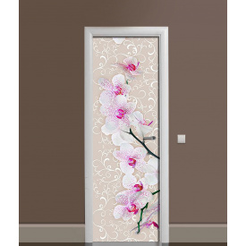 Наклейка на двері Zatarga «Бронзовий вензель та орхідеї» 650х2000 мм вінілова 3Д наклейка декор самоклеюча