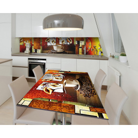 Наклейка 3Д виниловая на стол Zatarga «Эфиопский кофе» 650х1200 мм для домов, квартир, столов, кофейн, кафе