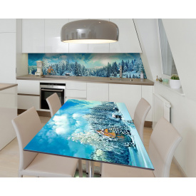 Наклейка 3Д виниловая на стол Zatarga «Во власти инея» 600х1200 мм для домов, квартир, столов, кофейн, кафе