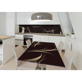 Наклейка 3Д виниловая на стол Zatarga «Плавающий вензель» 650х1200 мм для домов, квартир, столов, кофейн, кафе
