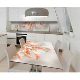 Наклейка 3Д виниловая на стол Zatarga «Веточка цвета охры» 600х1200 мм для домов, квартир, столов, кофейн,