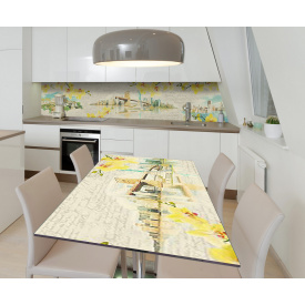 Наклейка вінілова на стіл Zatarga  "Місто та Жовті Орхідеї" 600х1200 мм