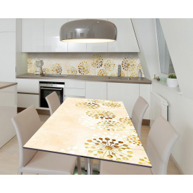 Наклейка 3Д вінілова на стіл Zatarga «Сухоцвіти на заході сонця» 650х1200 мм для будинків, квартир, столів, кав'ярень,