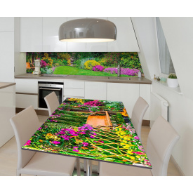 Наклейка 3Д виниловая на стол Zatarga «Ухоженый сад» 600х1200 мм для домов, квартир, столов, кофейн, кафе