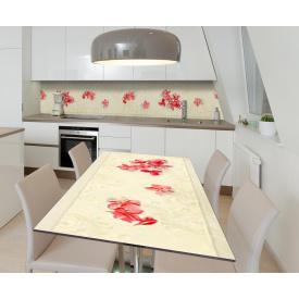 Наклейка 3Д виниловая на стол Zatarga «Соцветия на скатерти» 650х1200 мм для домов, квартир, столов, кофейн,