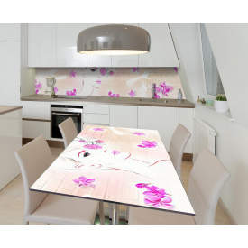Наклейка 3Д виниловая на стол Zatarga «Лиловое одиночество» 600х1200 мм для домов, квартир, столов, кофейн,