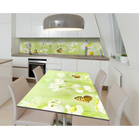 Наклейка 3Д вінілова на стіл Zatarga «Лугова казка» 600х1200 мм для будинків, квартир, столів, кав'ярень.