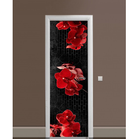 Наклейка на двері Zatarga «Пристрасна орхідея» 650х2000 мм вінілова 3Д наклейка декор самоклеюча