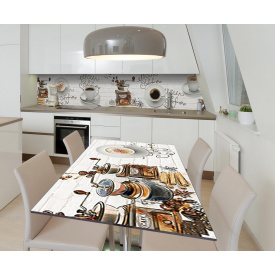 Наклейка 3Д виниловая на стол Zatarga «Кофейная мельница» 650х1200 мм для домов, квартир, столов, кофейн, кафе