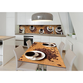 Наклейка 3Д виниловая на стол Zatarga «Партия кофейных зёрен» 650х1200 мм для домов, квартир, столов, кофейн,
