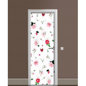 Наклейка на дверь Zatarga «Пионы и розы» 650х2000 мм виниловая 3Д наклейка декор самоклеящаяся