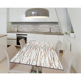 Наклейка 3Д вінілова на стіл Zatarga «Декоративна цегла» 650х1200 мм для будинків, квартир, столів, кав'ярень,
