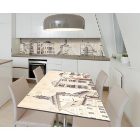 Наклейка 3Д виниловая на стол Zatarga «Зарисовки старого города» 650х1200 мм для домов, квартир, столов,