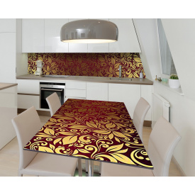 Наклейка 3Д вінілова на стіл Zatarga «Золоте бордо» 650х1200 мм для будинків, квартир, столів, кафе