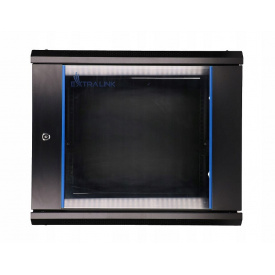 Шкаф навесной металлический Extralink 9U 505х600x450 мм со стеклянной дверцей Черный