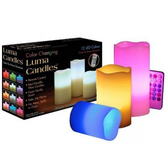 Нічник дитячий світлодіодний Luma Candles Plus різнобарвний на 3 свічки з пультом
