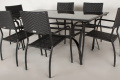 Обеденная мебель стол стулья Cruzo Блэк Стил металл черный на 6 персон для кафе сада улицы