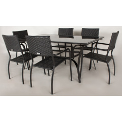 Обеденная мебель стол стулья Cruzo Блэк Стил металл черный на 6 персон для кафе сада улицы Рівне