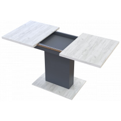 Обеденный стол Бостон раздвижной 110-150х70 см дсп дуб-крафт-белый+графит на ножке-колонне Ахтырка