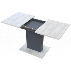 Обеденный стол Бостон раздвижной 110-150х70 см дсп дуб-крафт-белый+графит на ножке-колонне