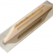 Терка - гладилка Polax з дерев'яною ручкою та нержавіючим полотном гладка 125х480 мм (100-093)