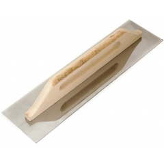 Терка - гладилка Polax с деревянной ручкой и нержавеющим полотном гладкая 125х480 мм (100-093) Винница