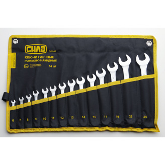 Набір ключів ріжково-накидних СИЛА в чохлі CrV 6-22 мм 11 шт (028442)